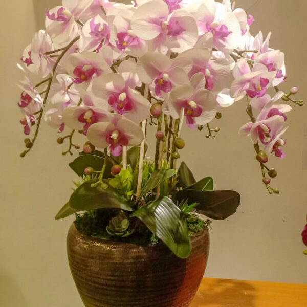 GBO104L White Purple Artificial Orchid