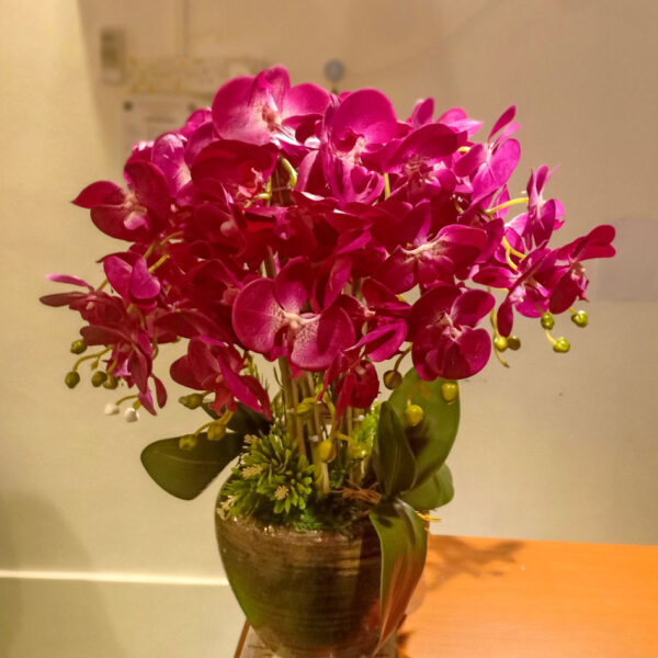 GBO601L4 Artificial Orchid 4 - Dark Purple+White