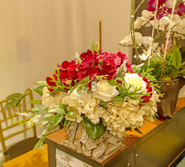 GBH601L Artificial Hydrangea - Maroon+Champagne