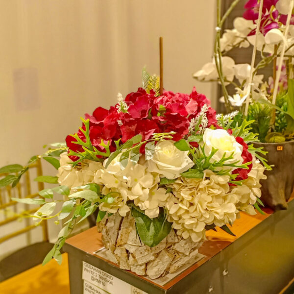 GBH601L Artificial Hydrangea - Maroon+Champagne